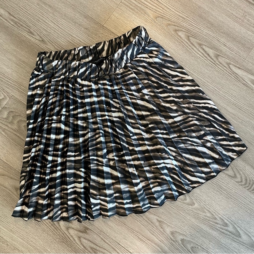 Zara Pleated Zebra Print Skirt with Built-In Shorts